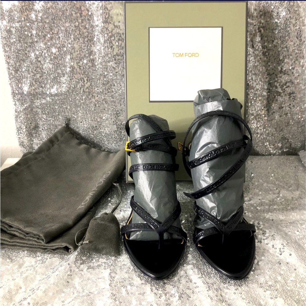 Tom Ford black heel sandals . Brand new in box size 7.5